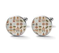 Christmas Tile Patterns Alloy Cufflinks for Men 17mm 20mm Shirt Cuff Links for Wedding Business Formal Dress Father's Day Birthday Gift for Him