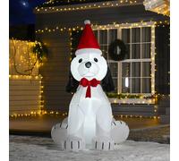 Christmas Time 1.8m Inflatable Christmas Puppy Dog with Santa Hat Lighted Blow Up Decoration | TJ Hughes