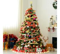 HOMCOM 1.8m 6ft Pre-Lit Christmas Tree Artificial Spruce Xmas Tree Warm White LED Holiday Décor with Metal Stand