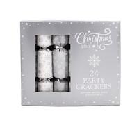 Christmas Time - 24 Party Crackers - Silver & White - Snowflakes