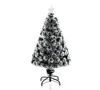 HOMCOM 4ft 120cm Green/White Artificial Christmas Tree W/ Prelit LED