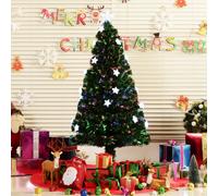 HOMCOM 5ft 150cm Green Fibre Optic Artificial Christmas Tree W/ Stars