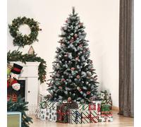 HOMCOM 6FT Artificial Snow Dipped Christmas Tree Xmas Holiday Pencil Tree Green