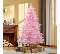 HOMCOM 6FT Artificial Christmas Tree Holiday Xmas Holiday Tree Decoration with Automatic Open for Home Party, Pink