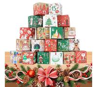 Christmas Time Countdown Calendar Boxes - Decoration for the Winter Holiday and Advent Season, Empty Christmas Advent Calendar Boxes for Filling - For Children, Family, Women, Men and Friends