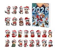 Christmas Time Countdown With Cat Ornaments - Cute 2D Twenty-Four Day Acrylic Pendants,Christmas Kitten Ornaments | For Birthday Party Room Apartment Student Office School Window Tree