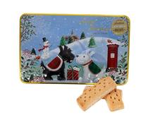 Christmas Tin Biscuits Gift Set - Scottie Dog Shortbread Biscuit Gift - Assorted Scottish Shortbread Selection - Scottie Dog Biscuit Tin with Biscuits - 150g - ACL Gift Tag