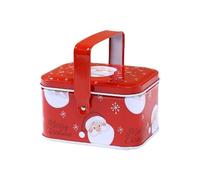 Christmas Tin Box with Handle Empty Tinplate Box Candy Cookies Boxes Xmas Biscuits Treat Case with Lid Cute Graphic Small Container for Winter Holiday Party Favors Supplies