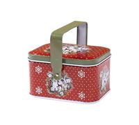 Christmas Tin Box with Handle Empty Tinplate Box Candy Cookies Boxes Xmas Biscuits Treat Case with Lid Cute Graphic Small Container for Winter Holiday Party Favors Supplies