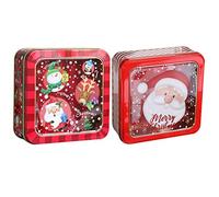Christmas Tinplate Empty Tin Square Candy Cookie Storage Container Box Santa Claus Christmas Biscuit Tins