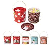 Christmas Tins, Chocolate Tin,Christmas Cookie Containers with Handle and Lid - for Candy Food Party Snack Dessert Chocolate