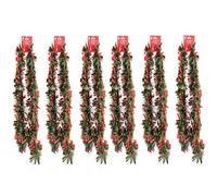 Christmas Tinsel Chunky Garland - Pack of 6, 2m Long Shiny Foil Decorations - For Xmas Tree, Party & Home Hanging Decor (Red and Green)