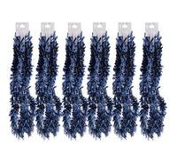 Christmas Tinsel Chunky Garland - Pack of 6, 2m Long Shiny Foil Decorations - For Xmas Tree, Party & Home Hanging Decor (Navy)