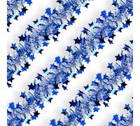 Christmas Tinsel Garland, 10m/32.8ft Chunky/Fine Christmas Tree Hanging Tinsel Decoration Metallic Tinsel Xmas Decoration for Wall Fireplace Christmas Tree Decor (Translucent Blue Star)