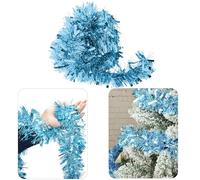 Christmas Tinsel Garland, 2M Chunky Garland Christmas Tree Decorations for Xmas Holiday Indoor Outdoor Party Supplies (Ice Blue)
