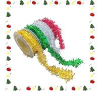 Christmas Tinsel Garland Set, 4 Rolls Thin Christmas Tree Decoration, 20 Yards Mini Tinsel Garlands Twisted Tinsels Garland for Xmas Tree DIY Birthday Party & Wedding Decorations A11SDCT