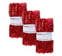 Christmas Tinsel Multiple Variation 2M/15M | Shiny Metallic Red Tinsel Garland for Xmas Tree & Home Décor | Sparkling Christmas Decorations for Indoor & Outdoor Holiday & New Year Celebrations.