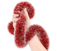 Christmas Tinsel Multiple Variation 2M/15M | Shiny Metallic Red Tinsel Garland for Xmas Tree & Home Décor | Sparkling Christmas Decorations for Indoor & Outdoor Holiday & New Year Celebrations.