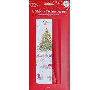 Christmas Tissue Paper Gift Wrapping, Assorted Traditional Festive Xmas Designs| Recyclable Eco Friendly Wrapping for Delicate Items (White/Red Christmas Wishes)