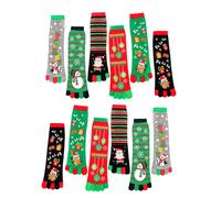 Christmas Toe Socks Colorful Tube Socks Five Toes Socks Cozy 6Pairs