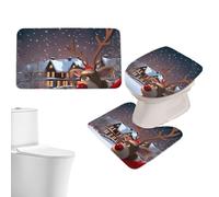 Christmas Toilet Seat Cover - U Toilet Lid Cover for Christmas | Anti-Slip Mat Cartoon Winter Holiday Floor Pads for Home Apartment -Hotel Hostel Rental House