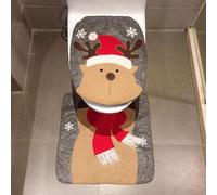 Christmas Toilet Seat Covers for Lid Pads Funny Christmas Decorations Christmas Toilet Seat Cover Set U-Shaped Toilet Rug Washable Soft Toilet Cover Seat (Elk)