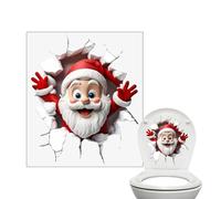 Christmas Toilet Seat Sticker, Santa Claus Wall Decal, Fun Waterproof Self-Adhesive Santa Claus Decor, Funny Breaking The Wall Designs for Thanksgiving Holiday Party Bathroom Decor