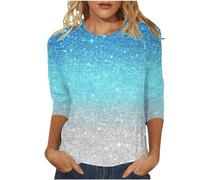 Christmas Top for Women 3/4 Sleeve Novelty Funny Christmas Sweatshirt Xmas Tree Print Sweatshirt Casual Tunic Tops Holiday Round Neck Long Sleeve Tops Comfortable Blouse Shirts S-5XL