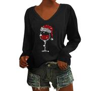 Christmas Tops for Women Christmas Onesie Matching pj Set Sweatshirt Ugly Parka Jacket Womens Tree Graphic Womens Black Hoodie red Wine Glass Print pj Sets for Women Casual