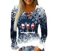 Christmas Tops for Women Stylish Deep V Neck T Shirts Ladies Novelty Funny Christmas Jumpers Comfy Loose Fit Xmas Tunic Blouses for Casual Going Out Party