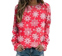 Christmas Tops for Women Uk Print Sweatshirt, Oversized Pullover Festive Crewneck Jumper Elegant Loose Fit Jumpers Ugly Stylish Sweatshirts Kostüm Novelty Longshirt Weihnachtsshirt Cute Hoodie