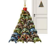 Christmas Tortoise - 12cm Acrylic Hanging Pendant, Festive Inspired Decoration, Seasonal Tree Accent, Holiday Mural | Hanging Decorative