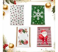 Christmas Towel 4 Pcs Christmas Hand Towels 12.6 x 17.7 inch Microfibre Christmas Towels Christmas Tree Snowflake Santa Hand Towels Absorbent Christmas Tea Towels Set for Home Kitchen Bathroom
