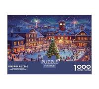 Christmas Town Square Durable Paper Fun Brain Challenge, Suitable for Adults Seeking Relaxing And Rewarding Hobbies 38x26cm/1000pcs