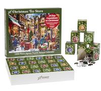 Christmas Toy Store Jigsaw Puzzle Advent Calendar 1000 Pieces by Vermont Christmas Company - 24 Puzzle Sections to Complete - Count Down to Christmas Each Day in December