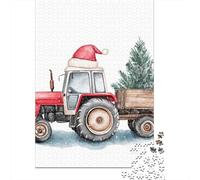 Christmas Tractor with Tree Jigsaw Puzzles Puzzles for Adults Kids. 1000 Piece Impossible Challenge Toy Educational Game Home Decoration for Adults& Kids Age 14 Years Up 70x50cm/1000pcs