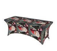 Christmas Traditional Gnome Print Portable Rectangular Elastic Table Cover Fits Large Rectangular Parties Weddings