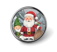 Christmas Traditional Gnome Round Badge Cute Enamel Lapel Pin Brooches Button Pin Personalized Clothing Decoration Unisex Badge Holder Hats Bags Shirts Decor