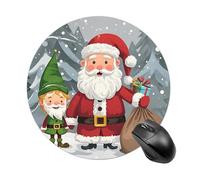 Christmas Traditional Gnome Round Mouse Pad Smooth Glide Gaming Mousepad Extra Density Portable Comfortable Mouse Mat for Desk, Home, Office 7.8x7.8 Inches