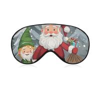 Christmas Traditional Gnome Sleep Mask Light Blocking Eye Cover Polyester Eye Mask with Elastic Strap Blindfold for Side Sleeper Sleeping Masks Face Hugging for Women Men Travel
