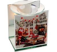 Christmas Traditional Santa Scene Glass Oil Burner