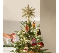 Christmas Traditions Glittered Filigree Christmas Star Snowflake Tree Topper Star for Small/Mini XMas Tree/Home Decor/Table/Shelf Ornaments (A)