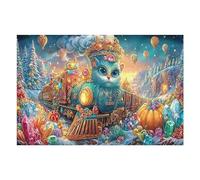 Christmas Train 1000 Pc Classic Jigsaw Puzzle Science Fiction Puzzle for Adults Hard Challenging Hobby Home Decor Poster Eco Friendly Material 1000 PCS