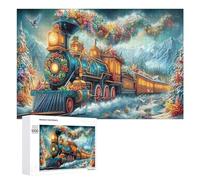 Christmas Train 1000 Piece Jigsaw Puzzles Adults Children Science Fiction Jigsaws After-Work Leisure Brainteasing Puzzle Colleagues Stress Buster 1000 PCS