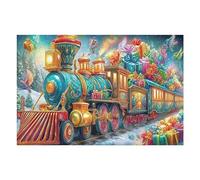 Christmas Train 1000 Piece Premium Jigsaw Puzzle Science Fiction Adult Jigsaws Brain Training Hobby Home Decor Winter Gift Unique Shaped Eco Friendly Material 1000 PCS