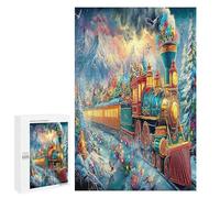 Christmas Train 1000Pc Jigsaw Puzzles Adults Kids Science Fiction Jigsaws Weekend Parent Child Activity After Work Stress Relief Vibrant Gift Home Decor 1000 PCS