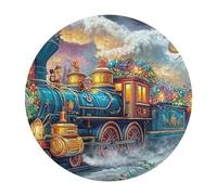 Christmas Train 120 Piece Round Puzzle Science Fiction Animal Shape Relaxing Home Decor Puzzle Stress Relief for Adults & Kids Creative Challeng Challenging 120 PCS
