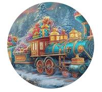 Christmas Train 195 Piece Circular Puzzle Science Fiction Animal Shape Premium Quality Challenging Brainteaser for Adults Durable Pieces Home Decor Wall Art 195 PCS