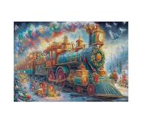 Christmas Train 300 Pc Classic Jigsaw Puzzle Science Fiction Puzzle for Adults Hard Challenging Hobby Home Decor Poster High-grade Rigid Cardboard 300 PCS