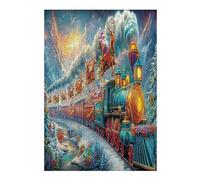 Christmas Train 300 Pc Classic Jigsaw Puzzle Science Fiction Puzzle for Adults Hard Challenging Hobby Home Decor Poster Recycled Material 300 PCS